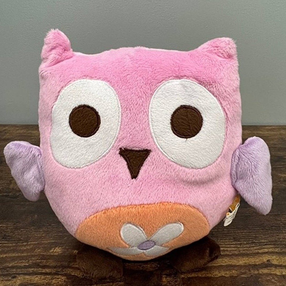 Pink Owl Plush Stuffed Animal Purple Wings Flower Belly Toy‎